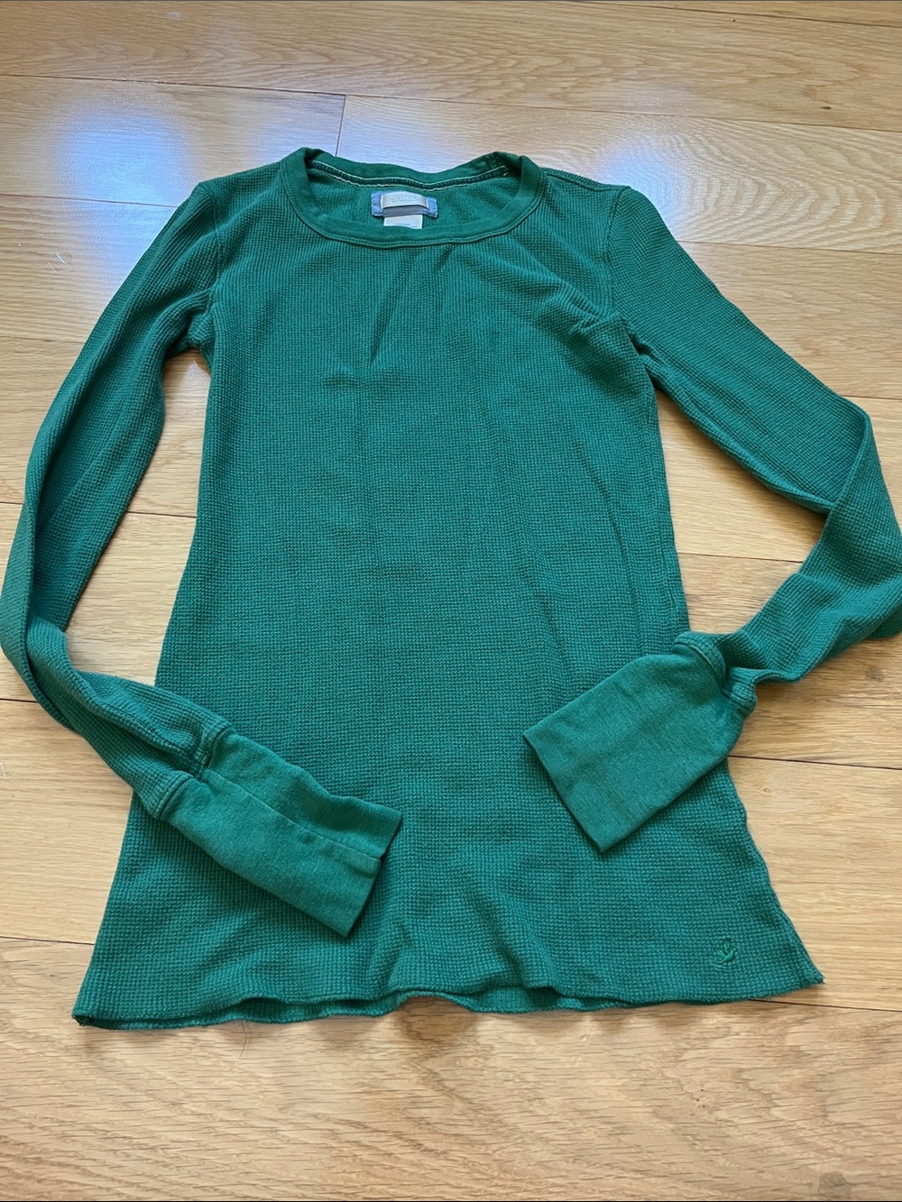 Aerie Waffle Long Sleeve Tee Green